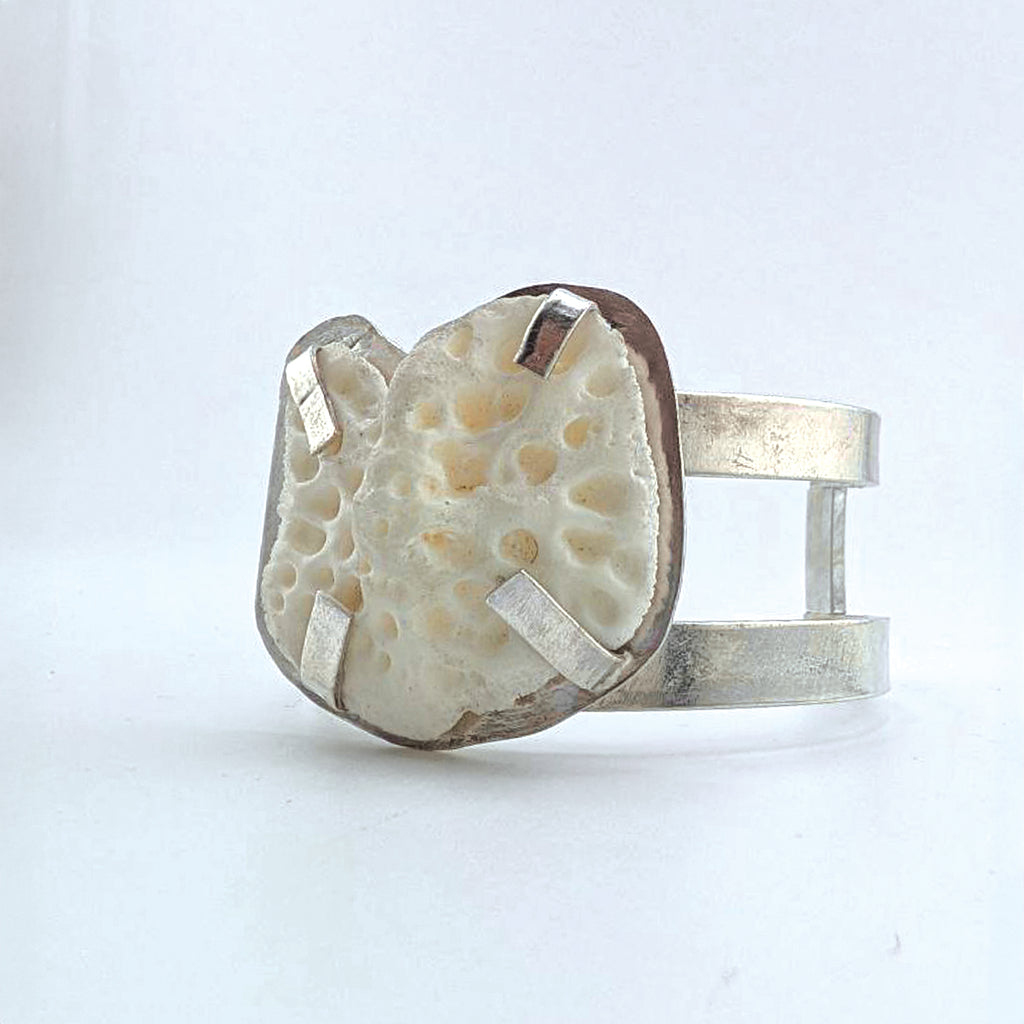 Silver Alligator Scute Wrist Cuff