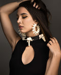 real bone jewelry, model wearing snake vertebrae bone earrings, snake earrings, snake bone earring, snake bone earrings, bone choker, bone art